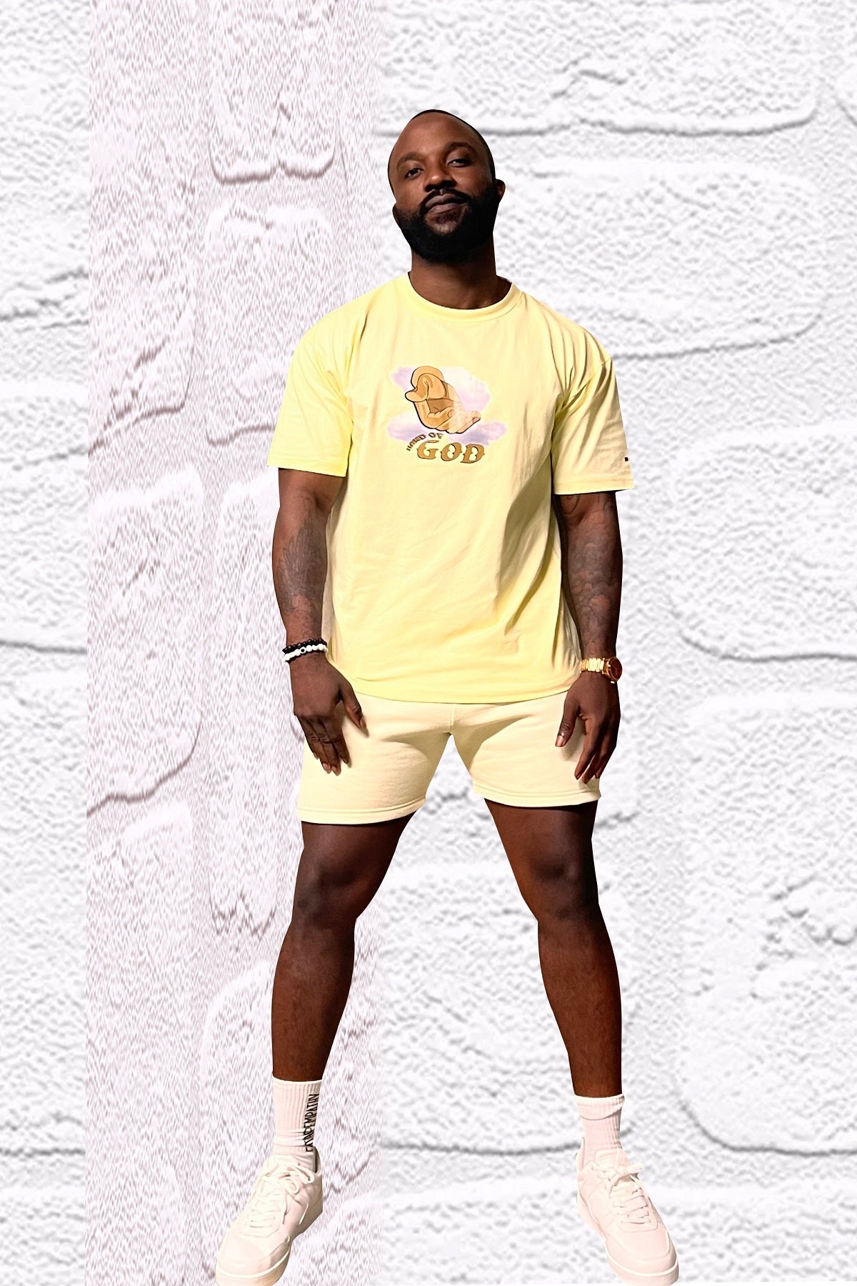 Hand of God T Shirt - pastel Light Yellow