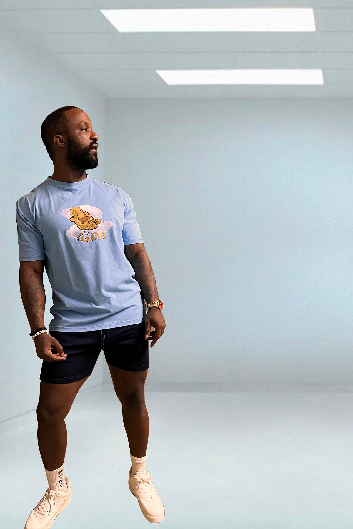 Hand of God T Shirt - Light Blue