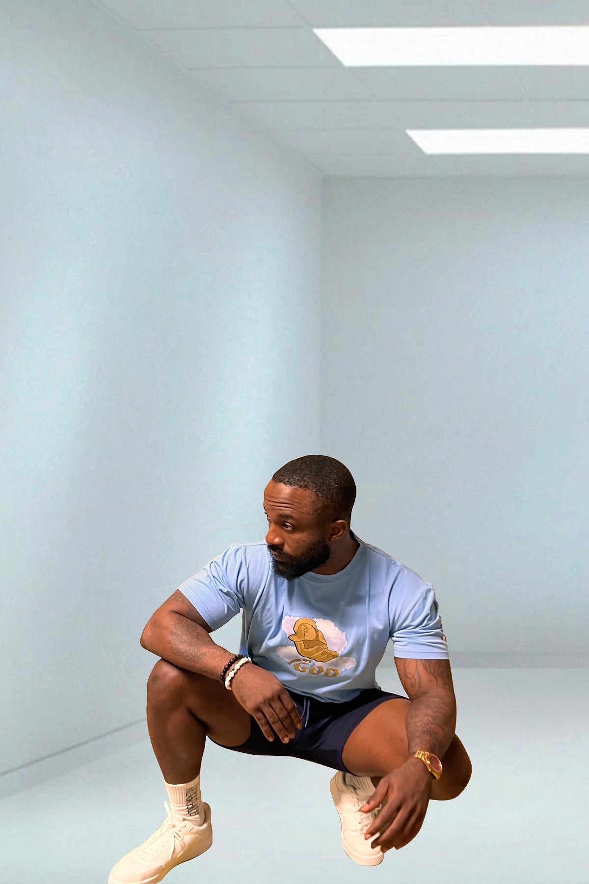 Hand of God T Shirt - Light Blue