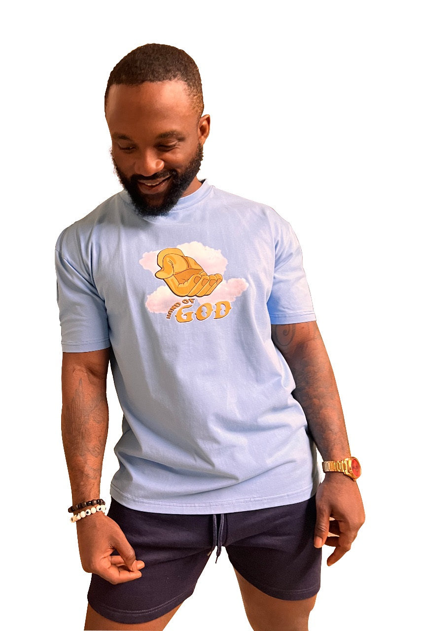 Hand of God T Shirt - Light Blue