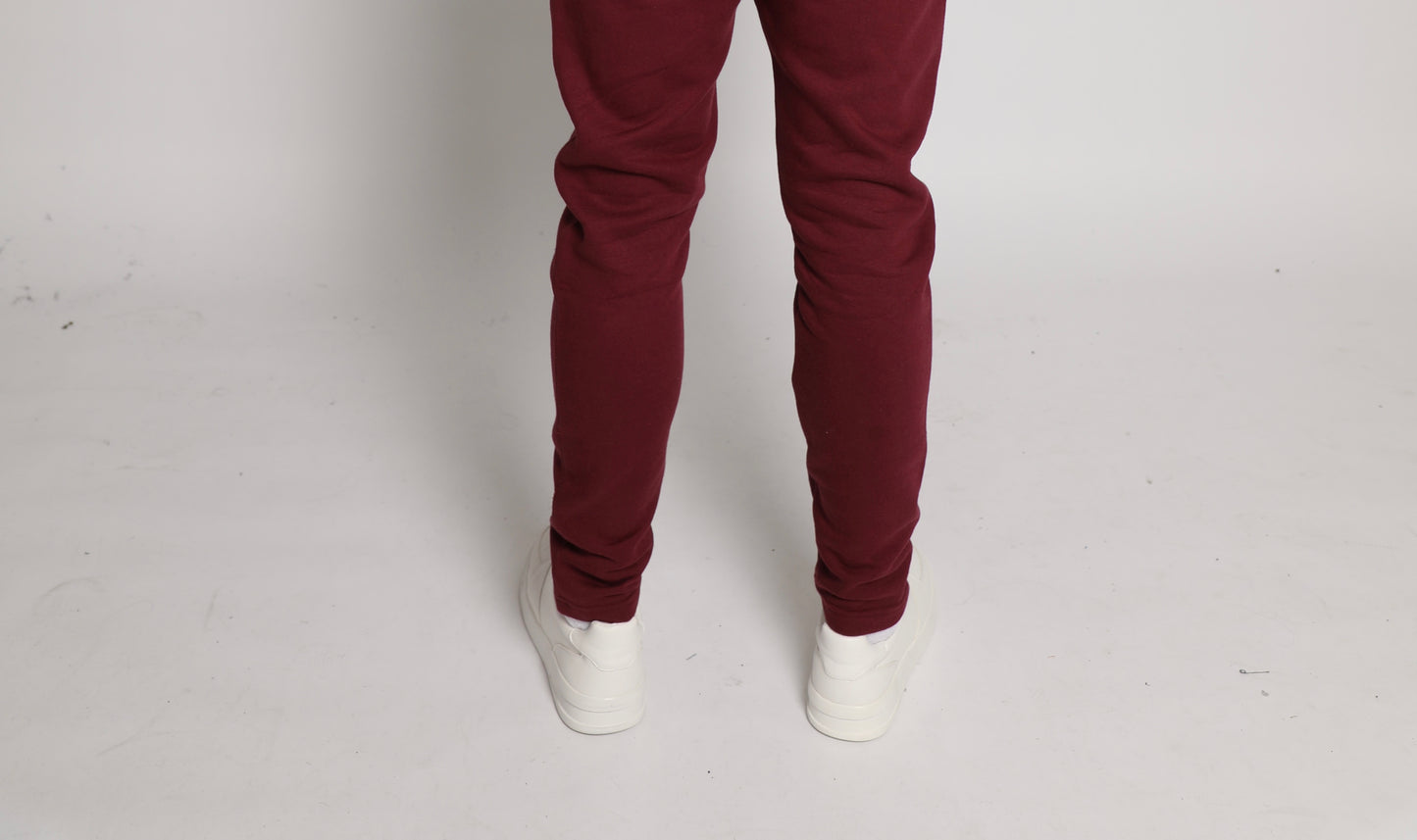 Tapered fit Tracksuit Trousers with zipper pocket - Burgundy