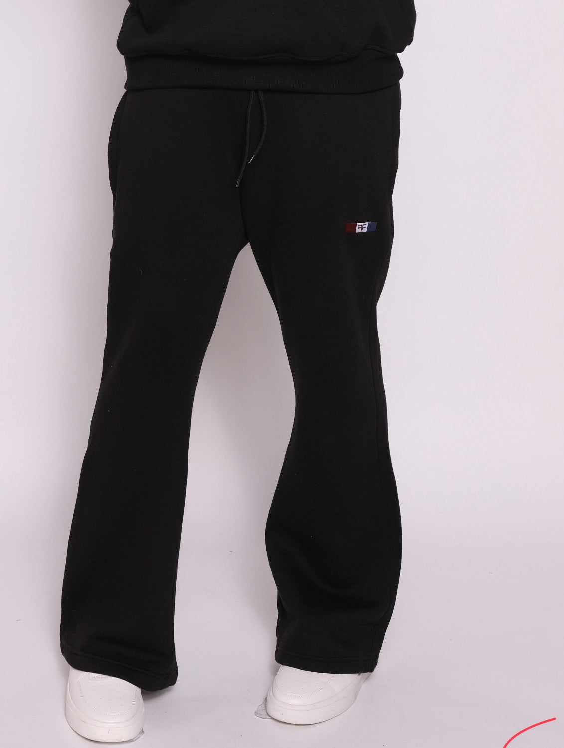 Flare Unisex Trousers with zipper pocket - Black