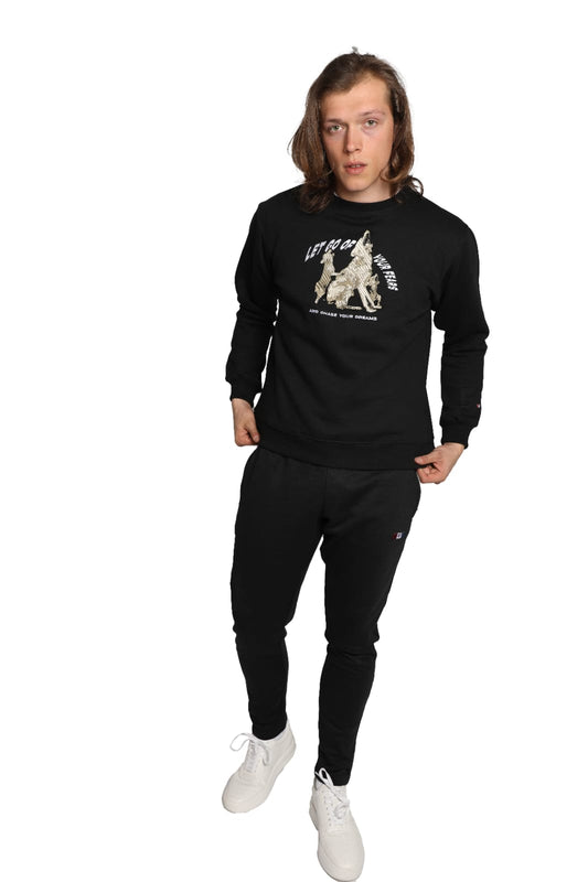 Wolf Slogan Sweatshirt - Black