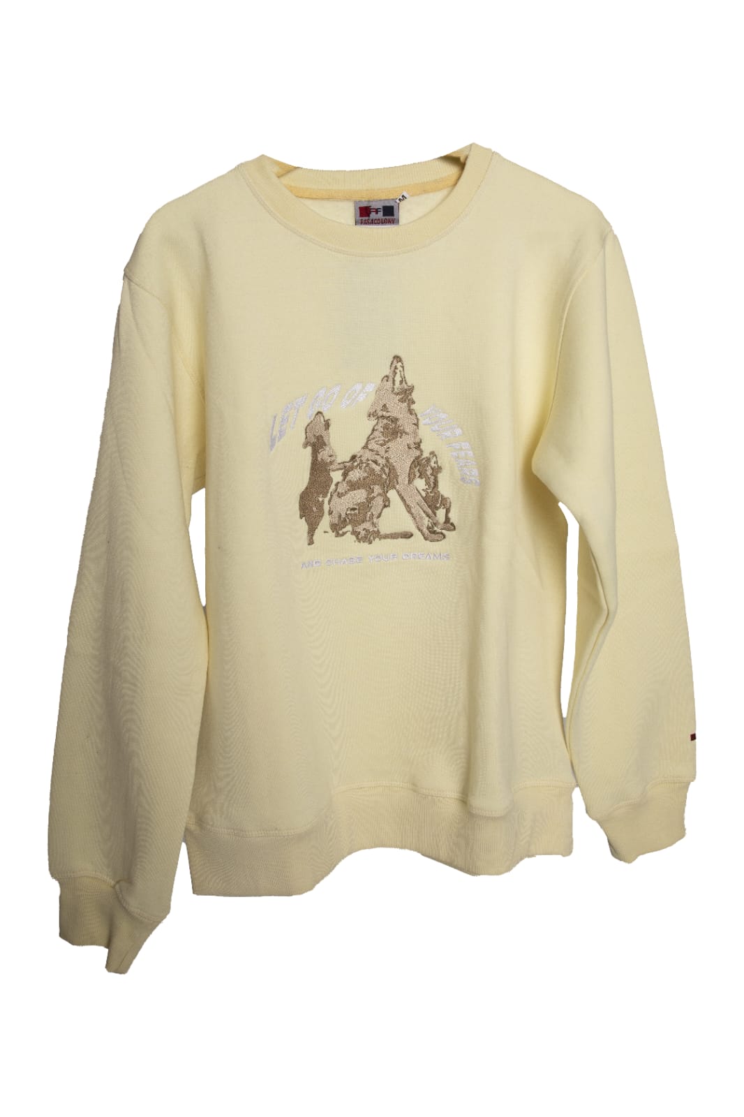 Wolf crew neck Sweatshirt- Light Yellow