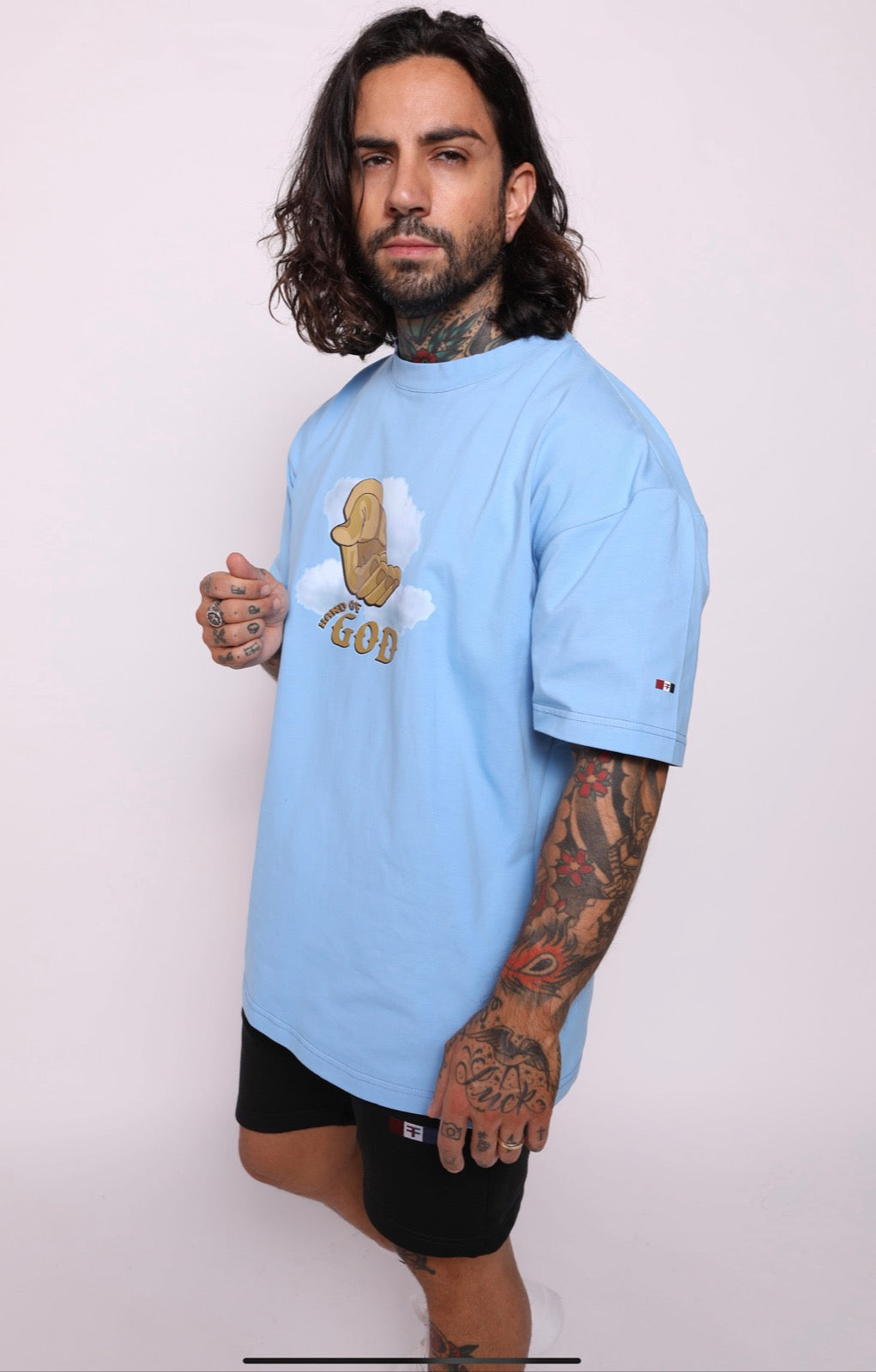 Hand of God T Shirt - Light Blue