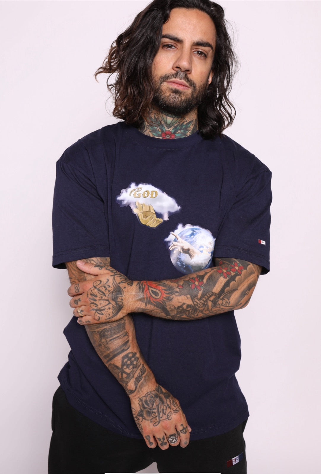 Hand of God T Shirt - Dark Blue