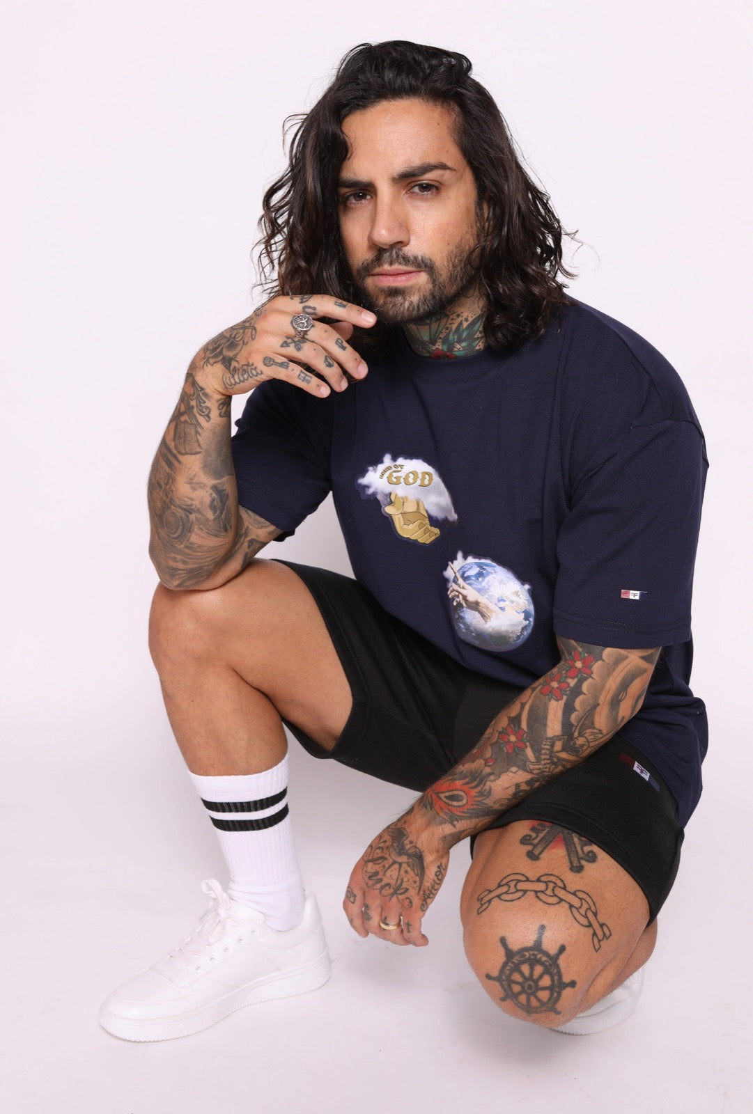 Hand of God T Shirt - Dark Blue