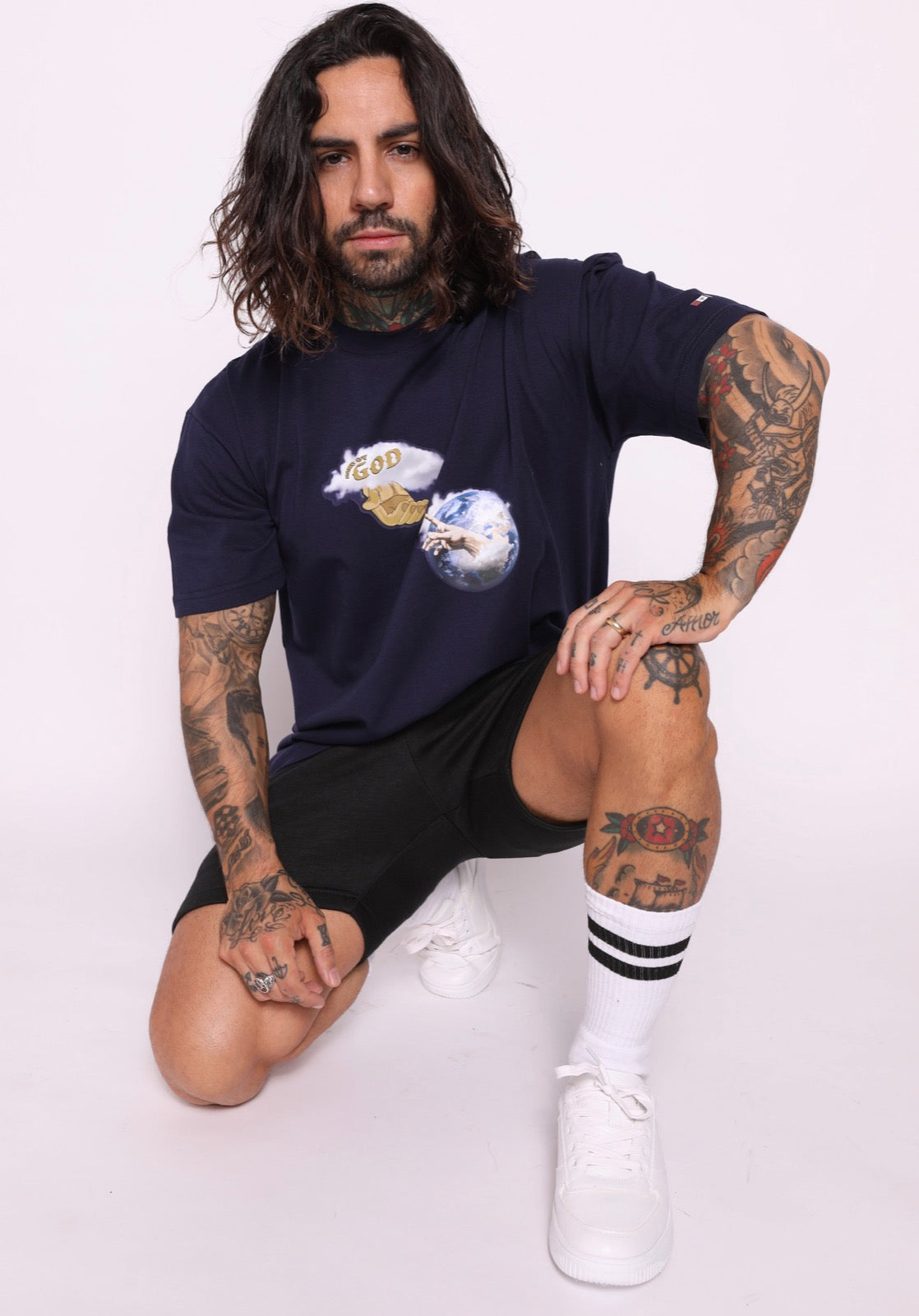 Hand of God T Shirt - Dark Blue
