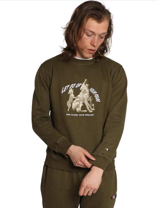 Wolf slogan Sweatshirt- Green
