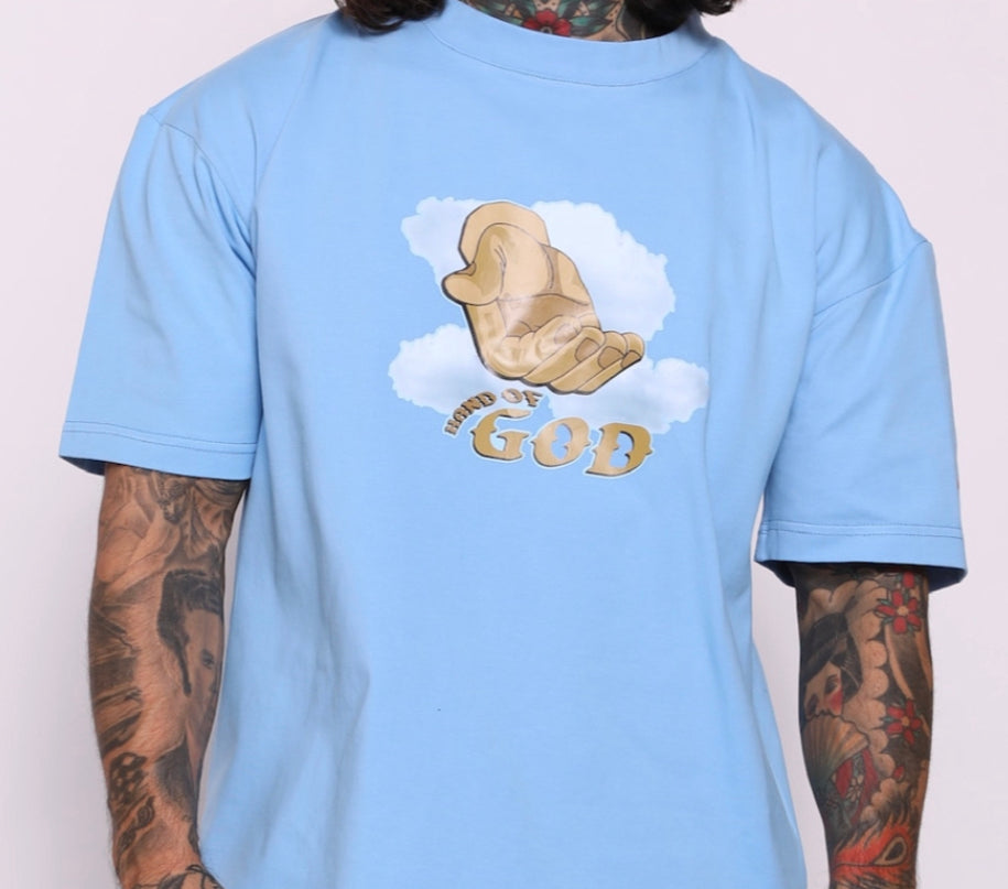 Hand of God T Shirt - Light Blue