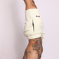 tapered fit zipper short -  pastel light yellow