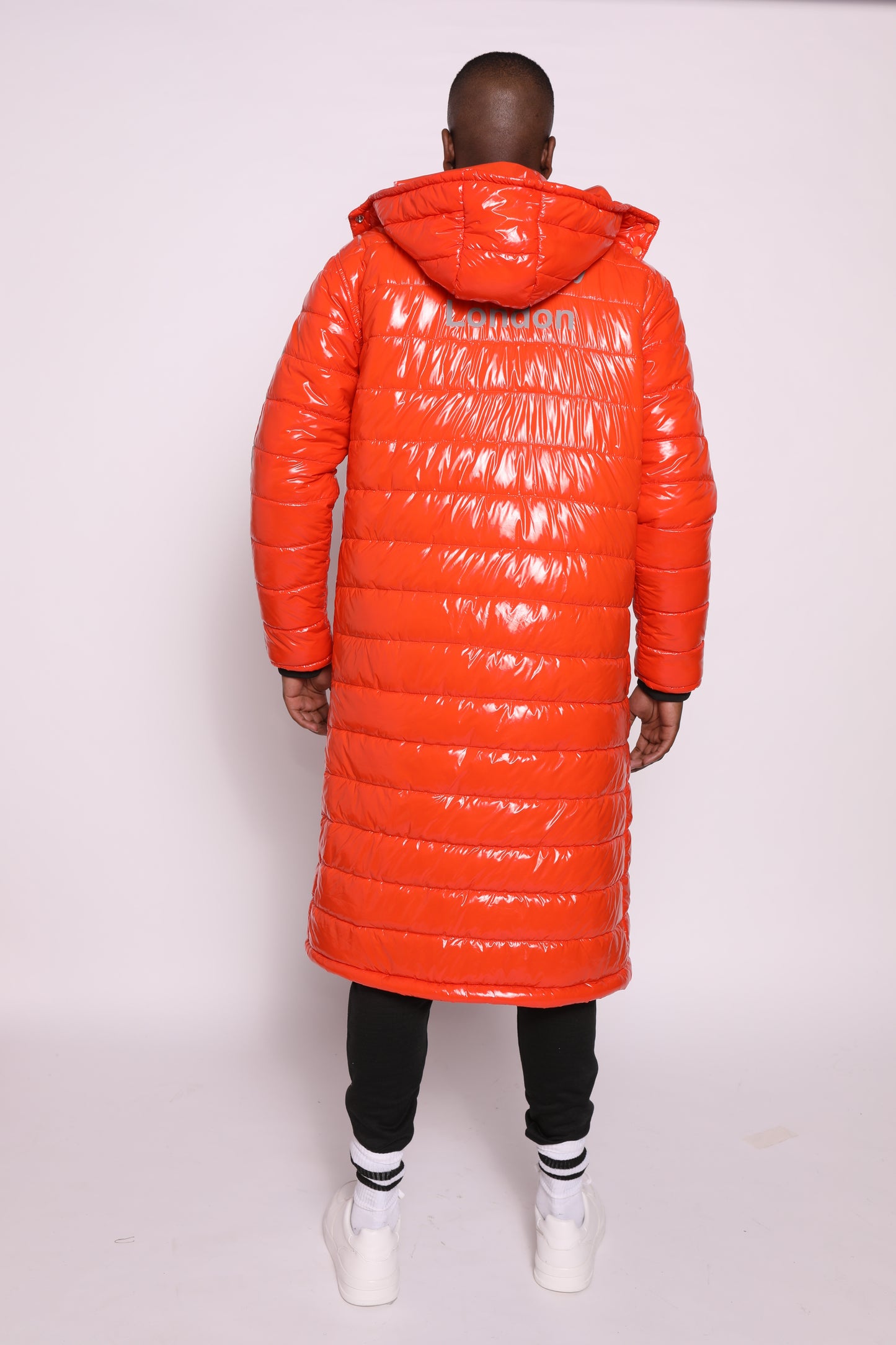 Puffer Long Coat with hoodies - Water Resistant - Orange