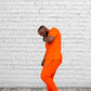 Tapered fit Track Trousers with zipper pocket - Orange