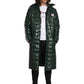 Puffer Long Coat with Hoodies - Water Resistant - Green