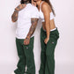 Flare Unisex Trousers with zipper pocket - green