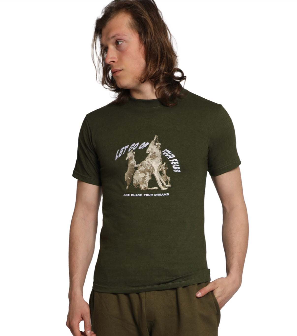 Wolf Design T Shirt - Green