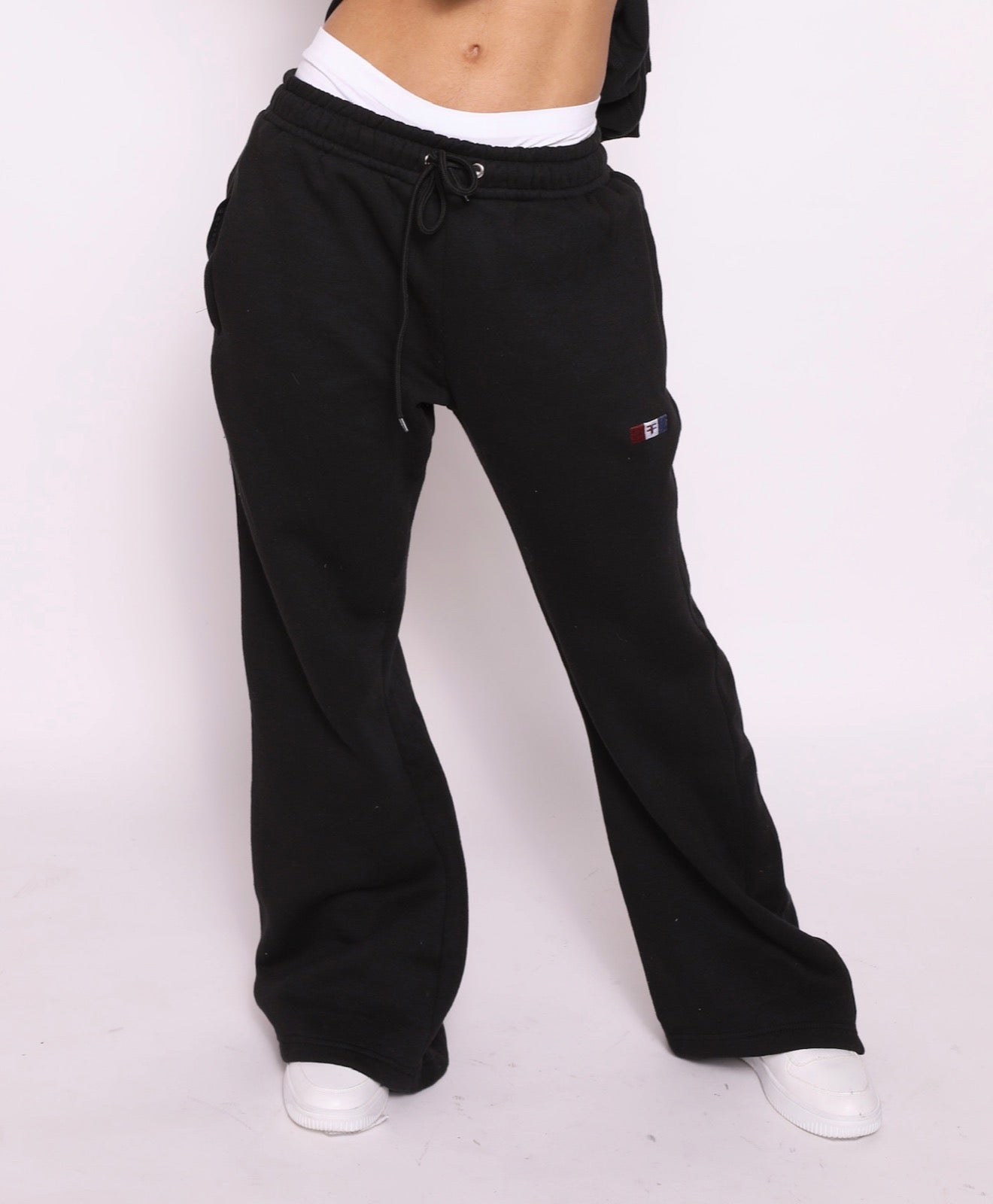 Flare Unisex Trousers with zipper pocket - Black