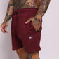 tapered fit zipper short - Burgundy