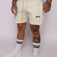 tapered fit zipper short -  pastel light yellow