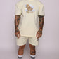 tapered fit zipper short -  pastel light yellow