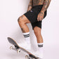 tapered fit zipper short - Black