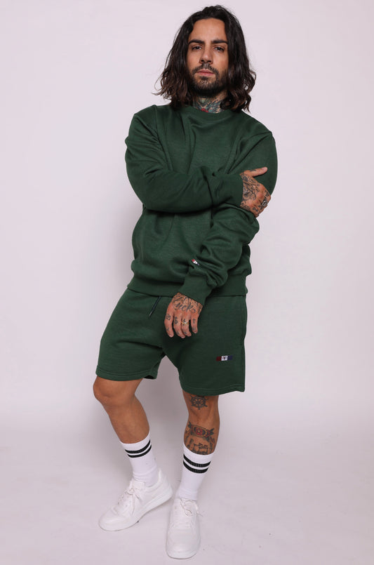 tapered fit zipper short - Green