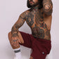 tapered fit zipper short - Burgundy