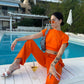 Flare Unisex Trousers with zipper pocket - Orange